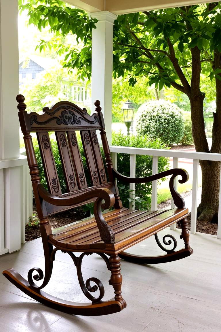 Vintage Rocking Bench for Relaxed Vibes - 24 Front Porch Bench Ideas