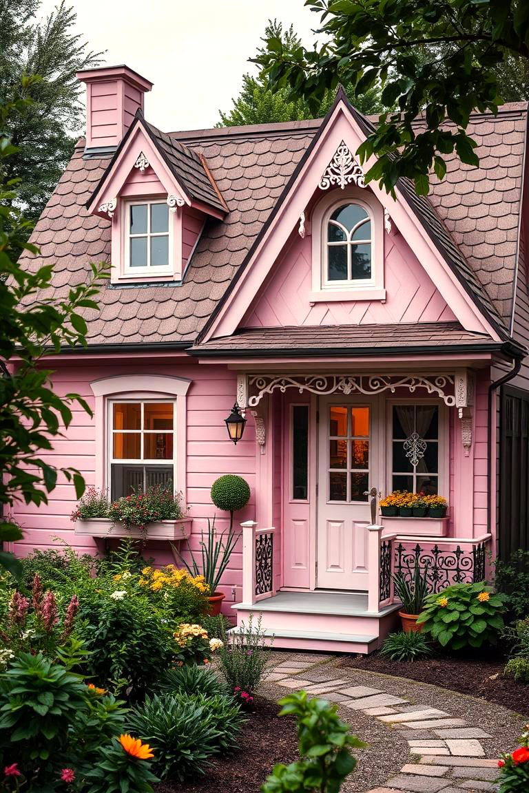Vintage Rose Pink Cottage Look - 24 Pink House Exterior Ideas