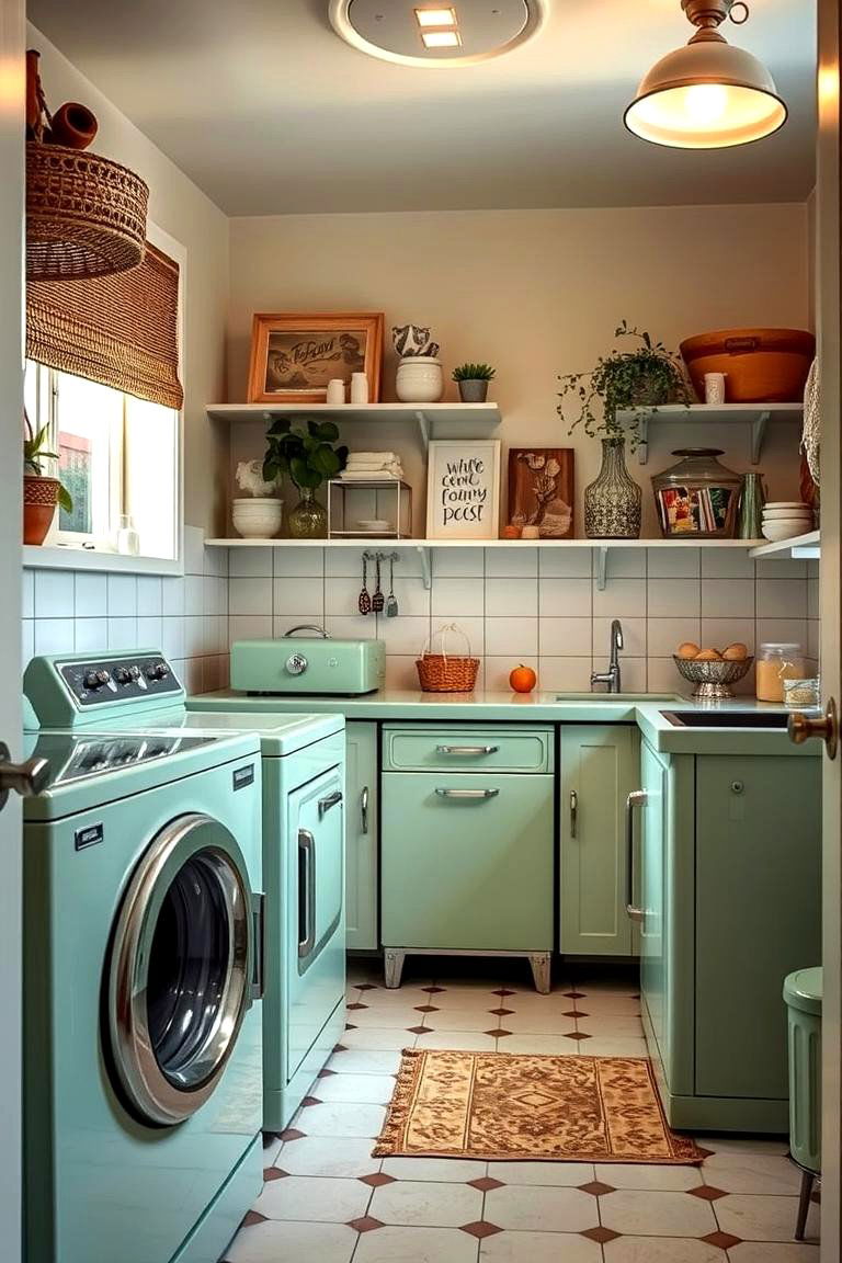 Vintage Sage Green Appliances - 24 Sage Green Laundry Room Ideas