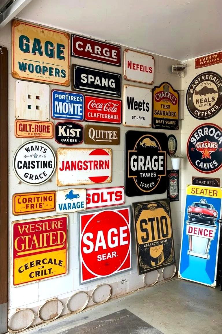 Vintage Sign Charm - 24 Garage Wall Ideas