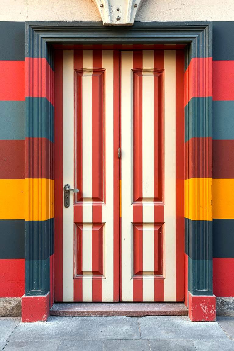 Vintage Stripes Door Painting - 24 Door Painting Ideas
