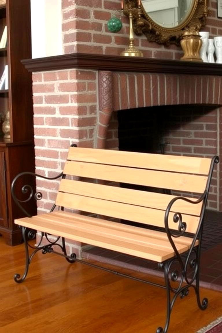 Vintage Style Bench - 24 Fireplace Bench Ideas