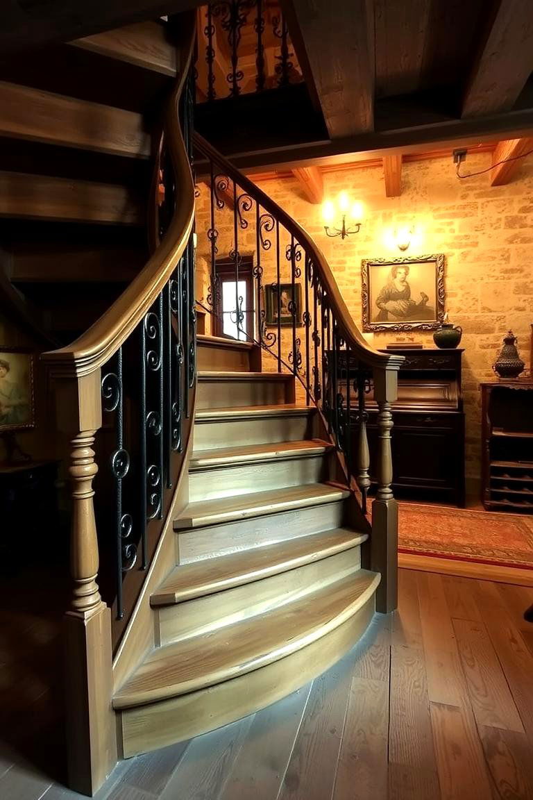 Vintage Style Wooden Stairs - 24 Basement Stair Ideas