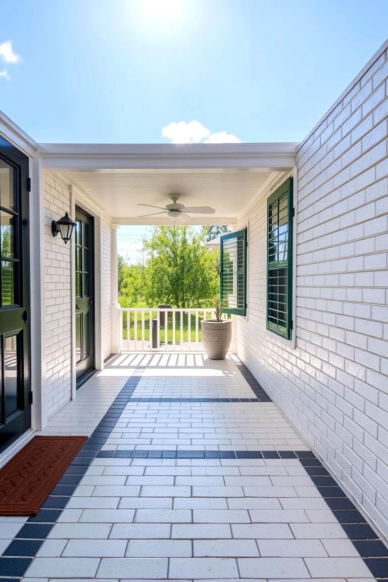 Vintage Subway Tiles with Colored Grout - 24 Front Porch Tile Ideas