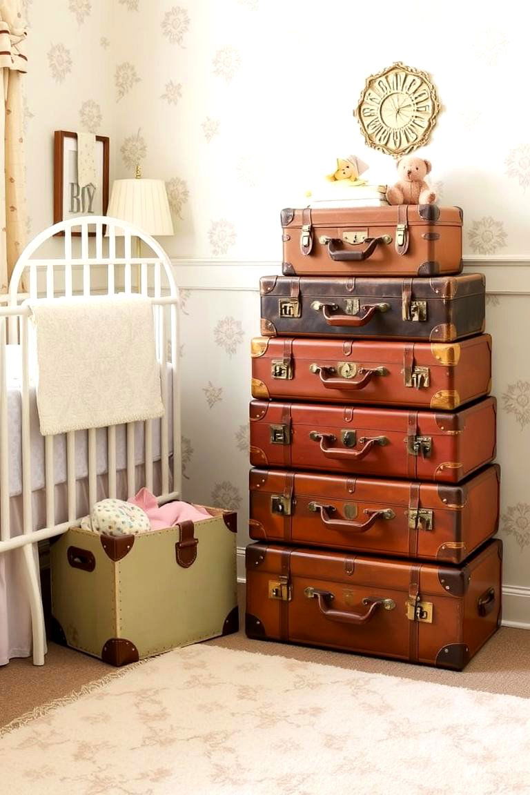 Vintage Suitcase Storage - 24 Whimsical Nursery Ideas