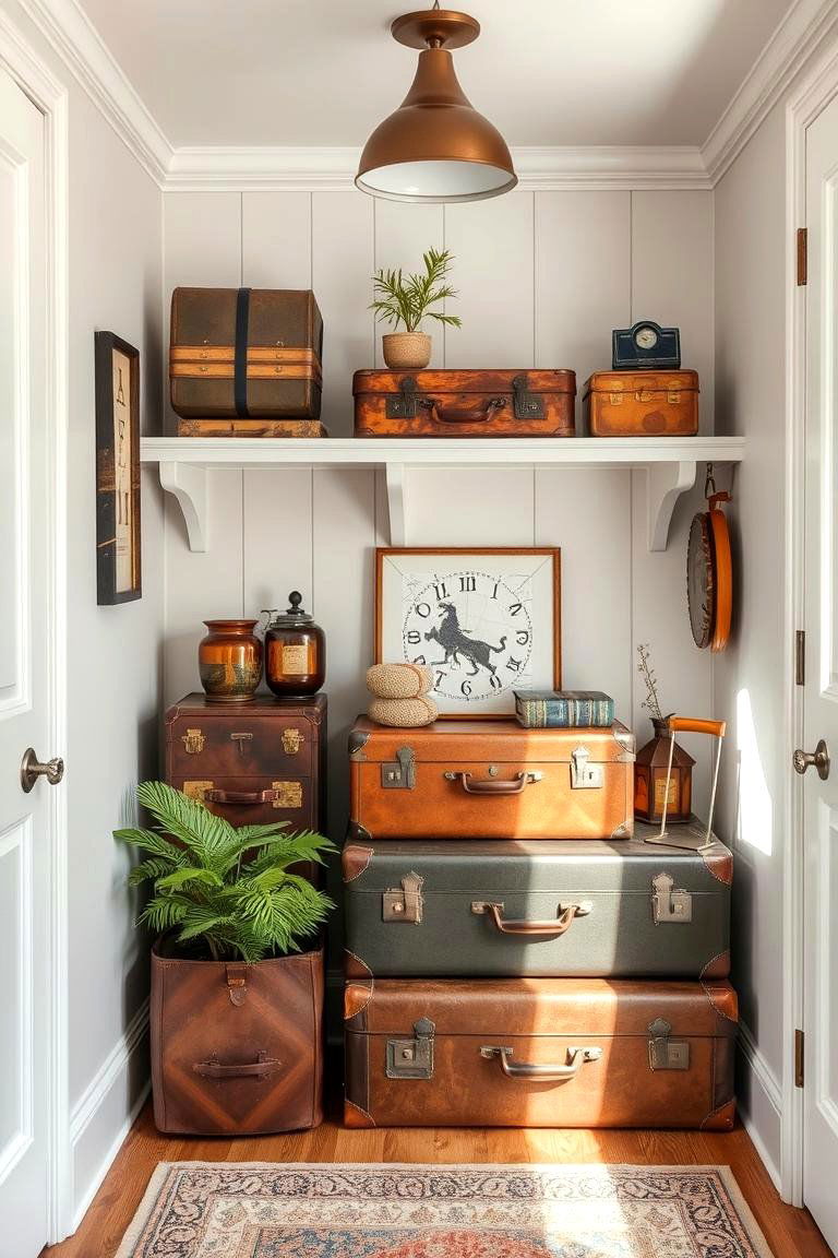 Vintage Suitcase Storage Solutions - 24 Steampunk Interior Design Ideas