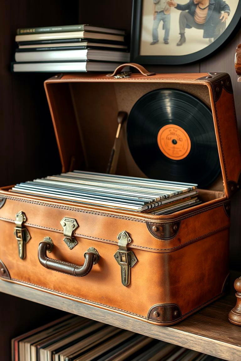 Vintage Suitcases Storage - 24 Vinyl Record Storage Ideas