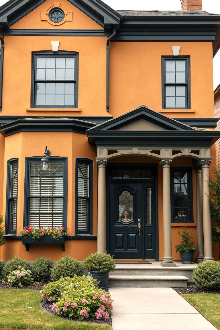 Vintage Tan House with Timeless Black Trim - 24 Tan House With Black Trim Design Ideas