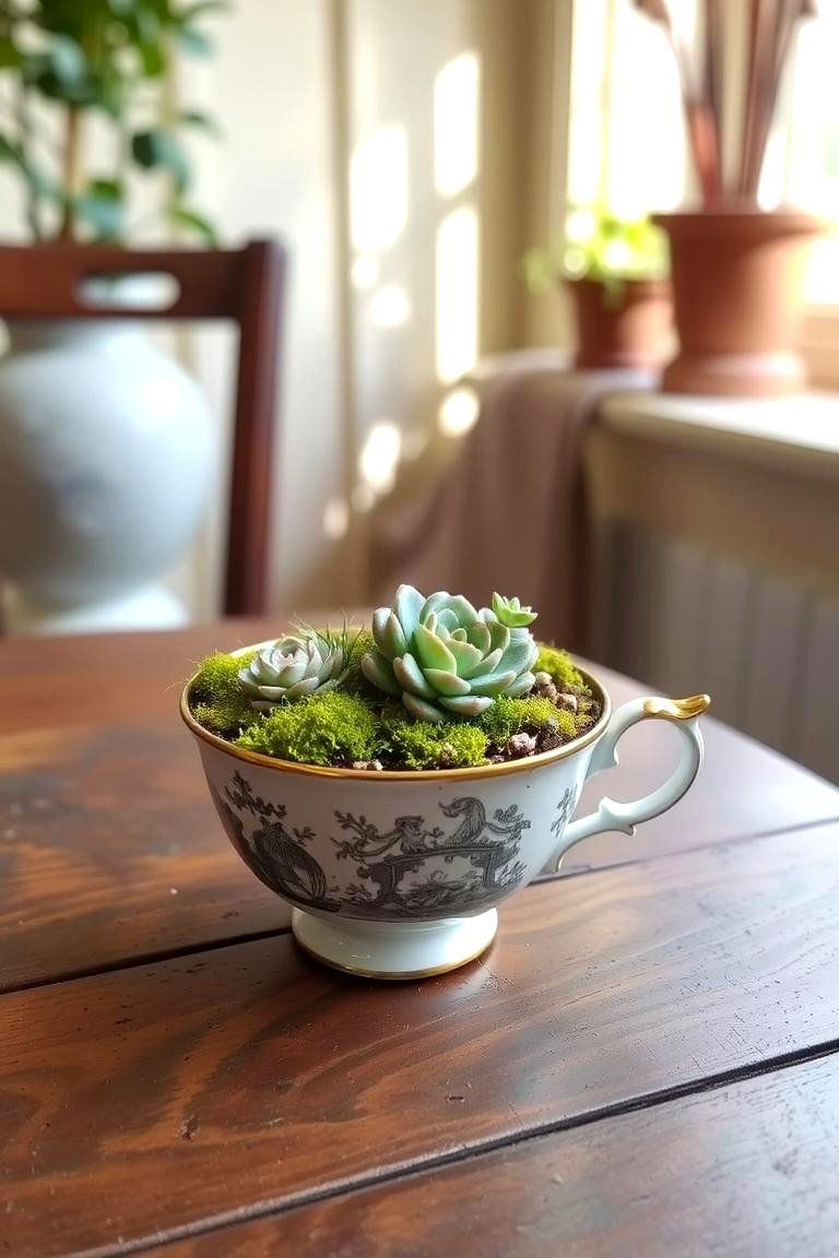 Vintage Teacup Garden - 24 Fall Birthday Party Ideas