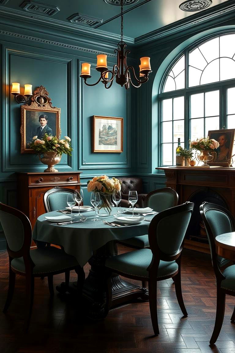 Vintage Teal Elegance - 24 Teal Dining Room Ideas