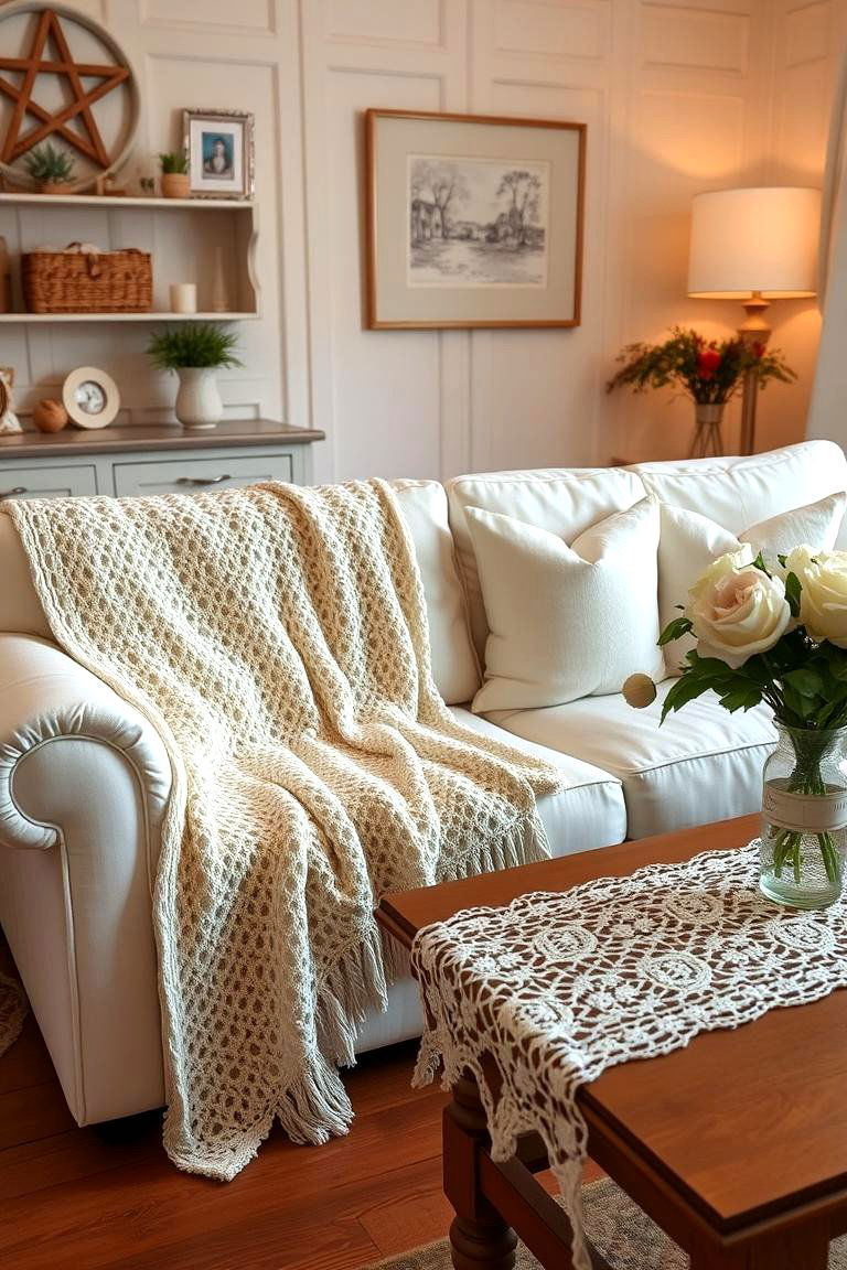 Vintage Textiles and Lace - 24 Shabby-chic Style Living Room Ideas