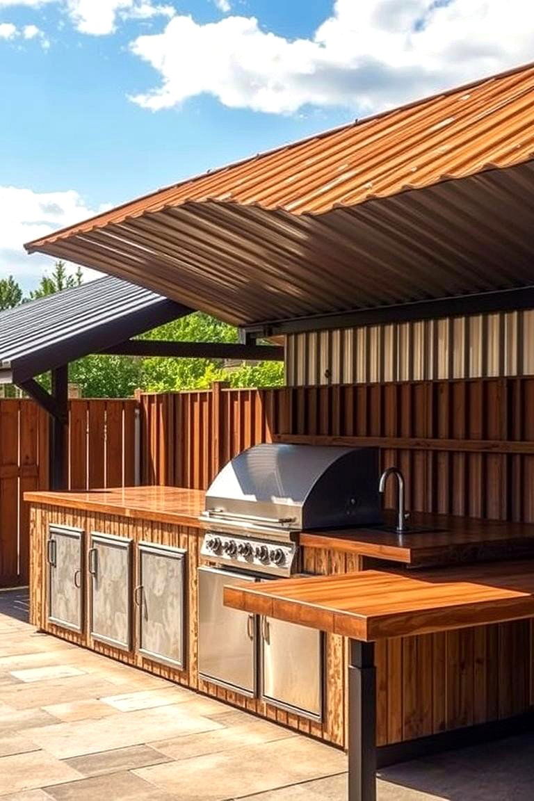 Vintage Tin Roof - 24 Outdoor Kitchen Roof Ideas