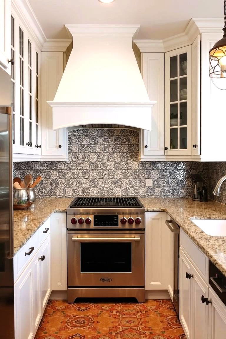 Vintage Tin Tiles - 24 Backsplash Ideas for White Cabinets and Granite Countertops