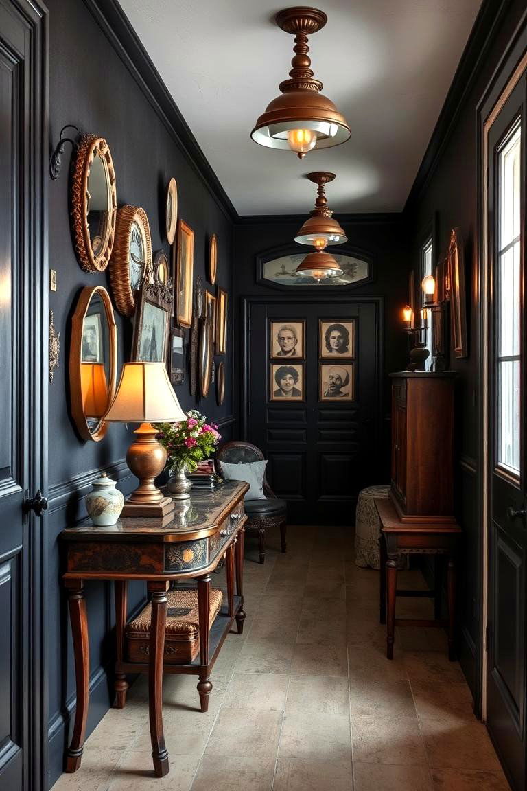 Vintage Touch - 24 Black Hallway Ideas