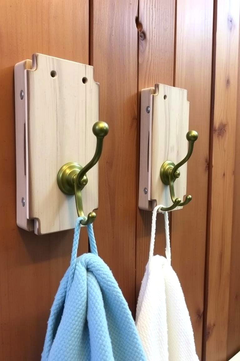 Vintage Towel Hooks for Added Charm - 24 Farmhouse Bathroom Ideas