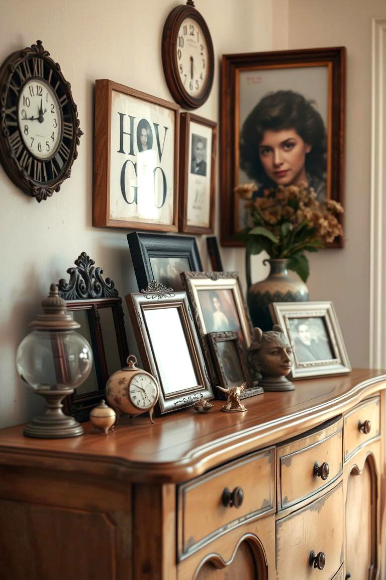 Vintage Treasure Display - 24 Console Table Decor Ideas