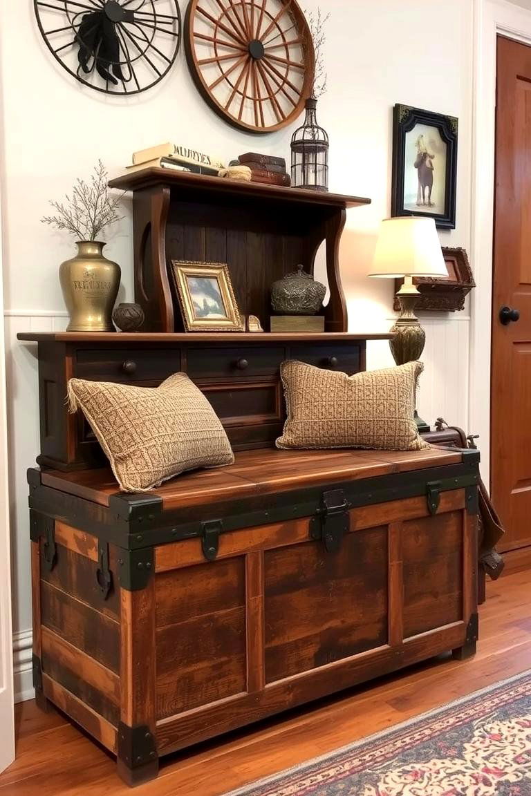 Vintage Trunk Bench - 24 Entryway Bench Ideas