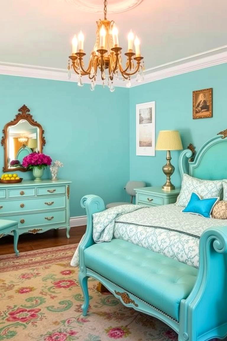 Vintage Turquoise Glamour - 24 Turquoise Bedroom Ideas