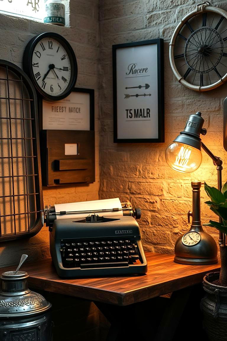 Vintage Typewriter Creative Corner - 24 Steampunk Bedroom Ideas