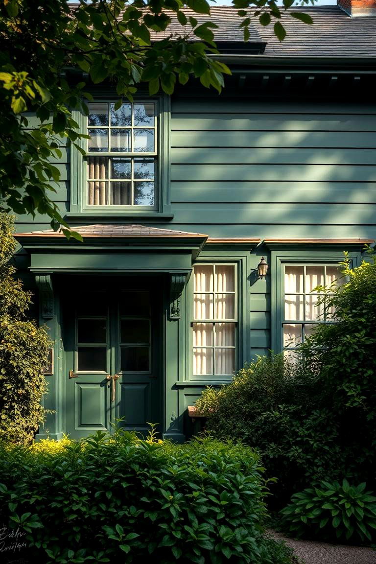 Vintage Verdure - 24 Dark Green Exterior Paint Color Schemes