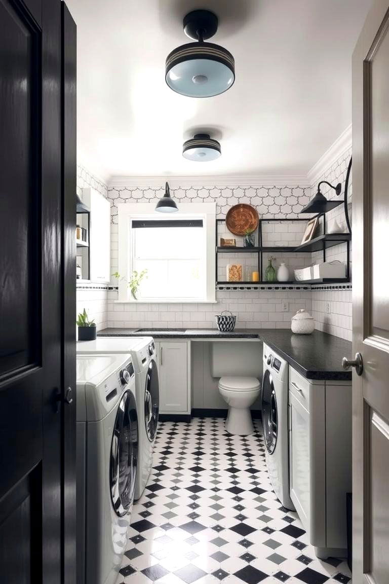 Vintage Vibes with Modern Touch - 24 Black and White Laundry Room Ideas