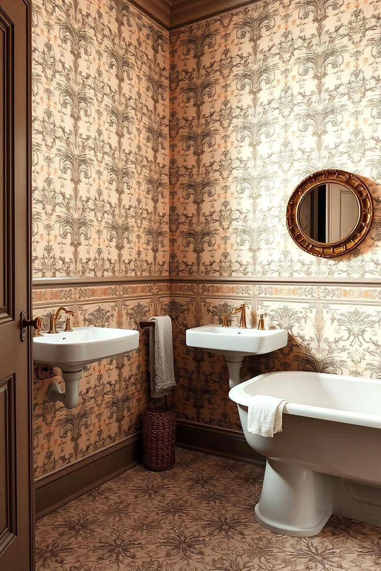 Vintage Wallpaper Effect - 24 Bathroom Mural Ideas