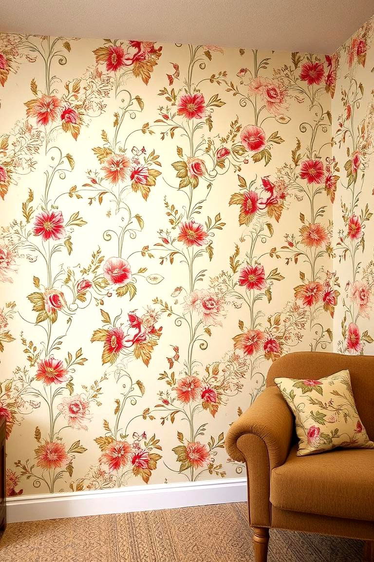 Vintage Wallpaper - 24 Basement Accent Wall Ideas