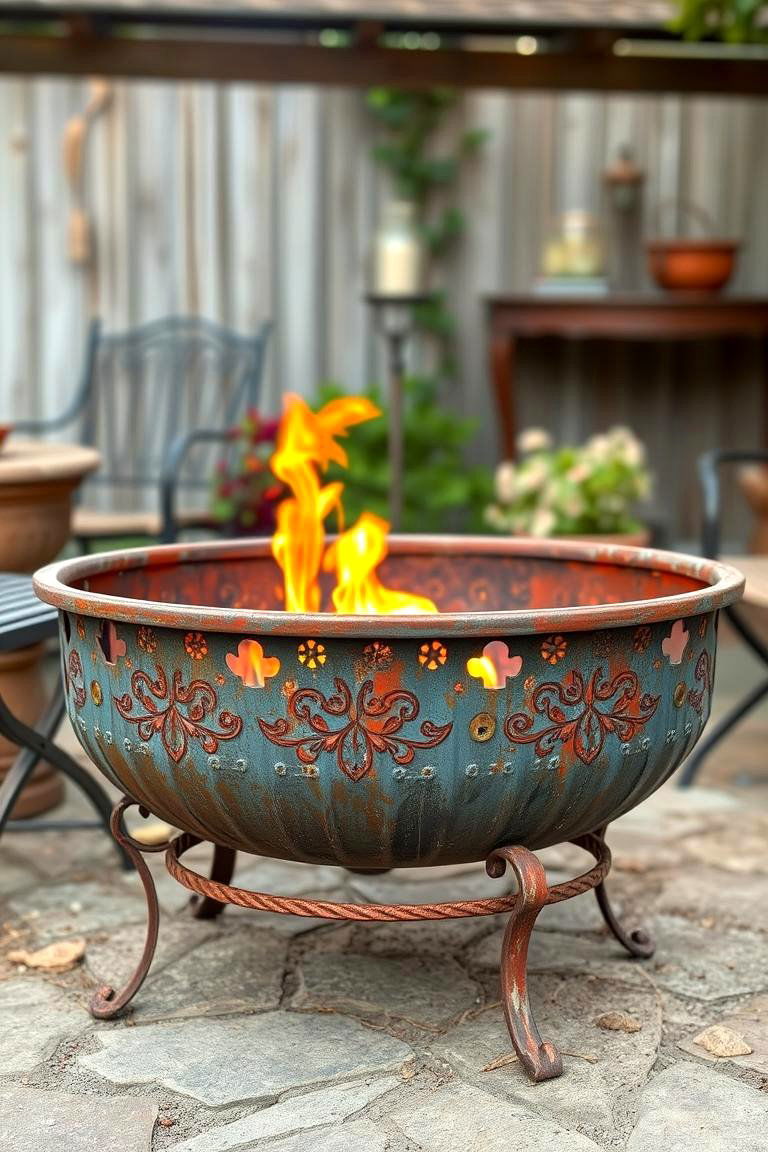 Vintage Weathered Metal Fire Pit - 24 Metal Fire Pit Ideas