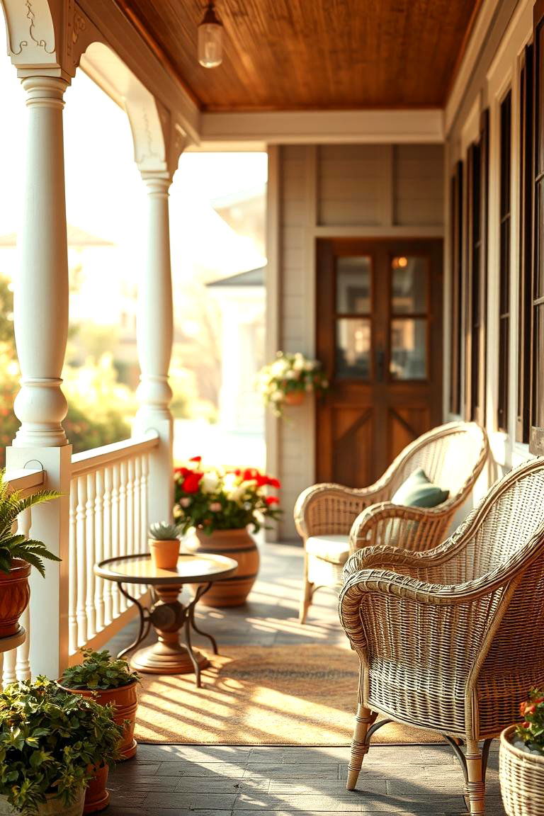 Vintage Wicker Furniture - 24 Raised Ranch Front Porch Ideas