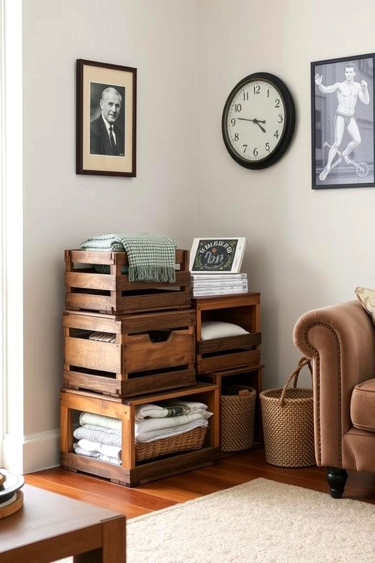 Vintage Wooden Crates for Storage - 24 Rustic Decor Ideas