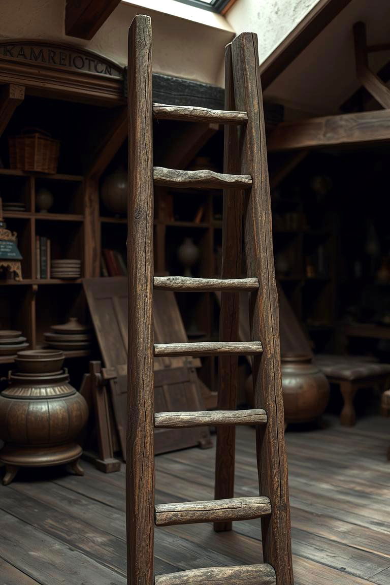 Vintage Wooden Ladders - 24 Medieval Home Decor Ideas