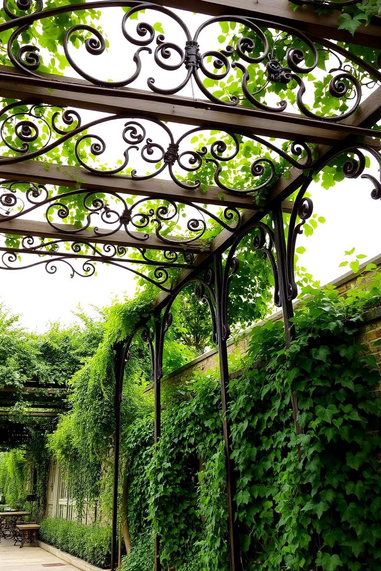 Vintage Wrought Iron Pergola - 24 Garden Shade Ideas