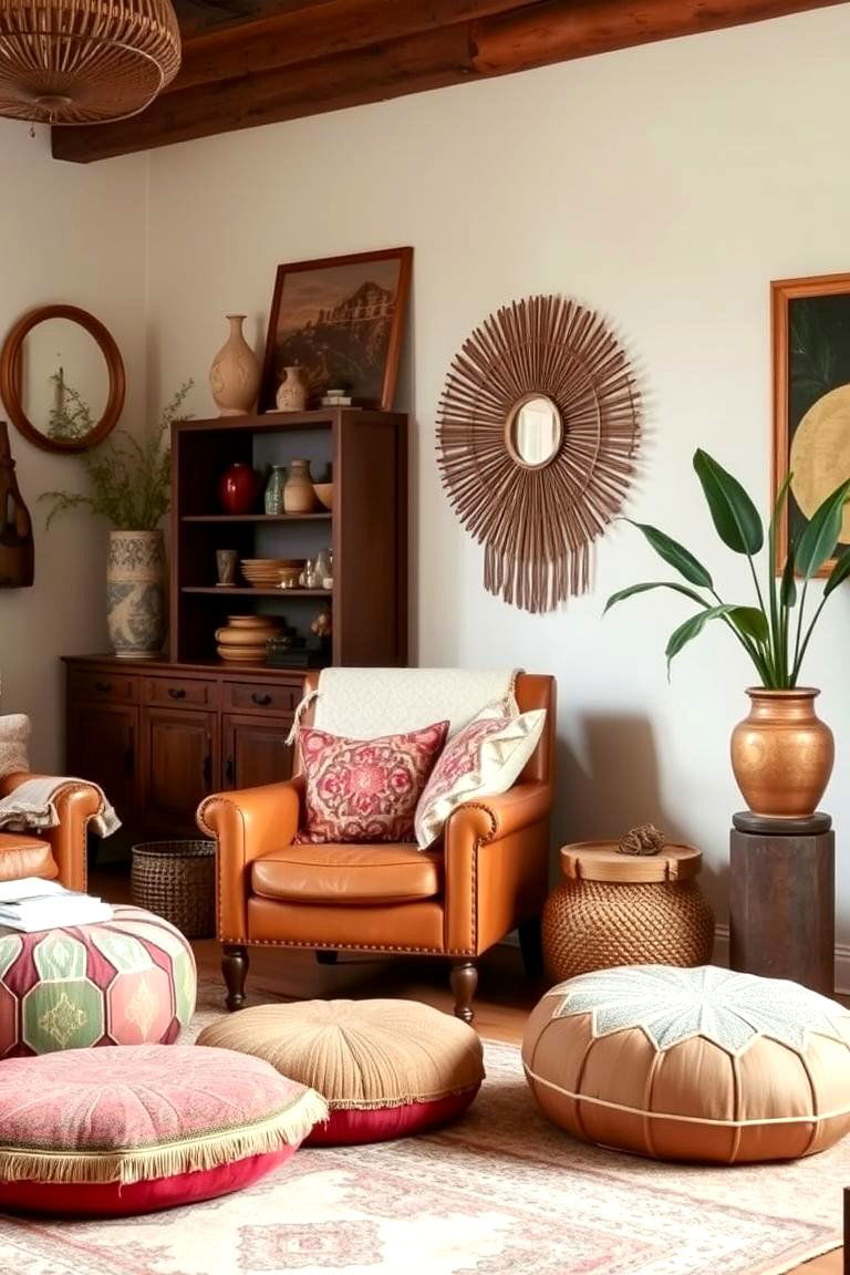 Vintage and Global Finds - 24 Neutral Boho Living Room Ideas
