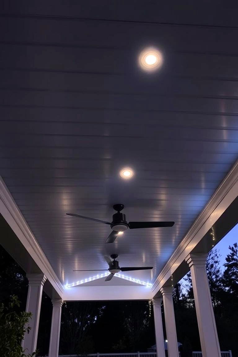 Vinyl Ceiling with Integrated Lighting - 24 Vinyl Porch Ceiling Ideas