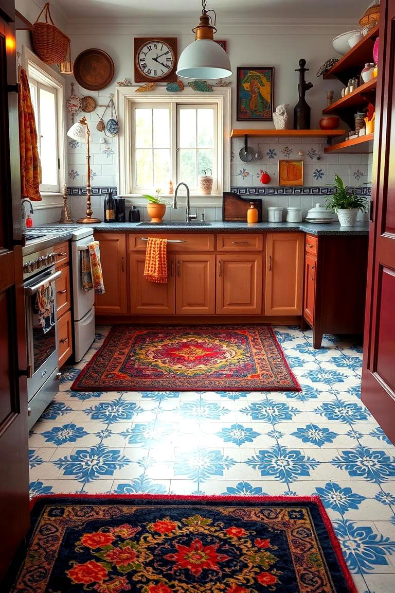 Visually Appealing Patterned Tile - 24 Kitchen Flooring Ideas