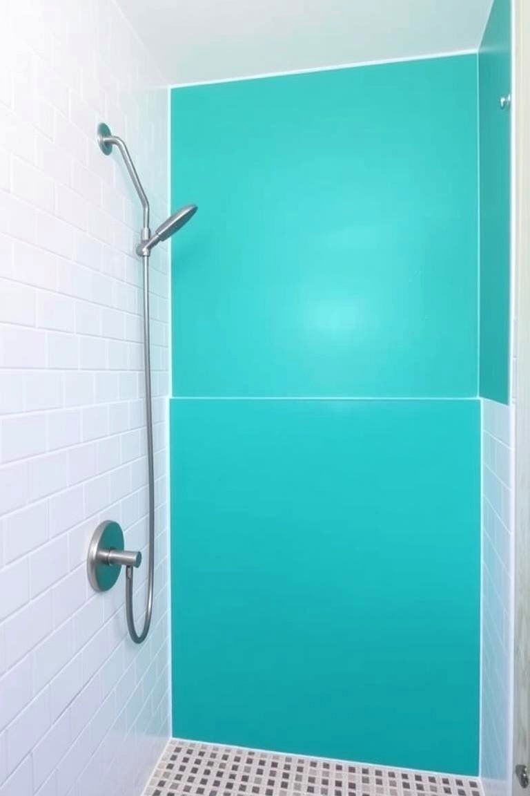 Visually Striking Half Wall with a Contrasting Paint Color - 24 Half-wall Shower Ideas