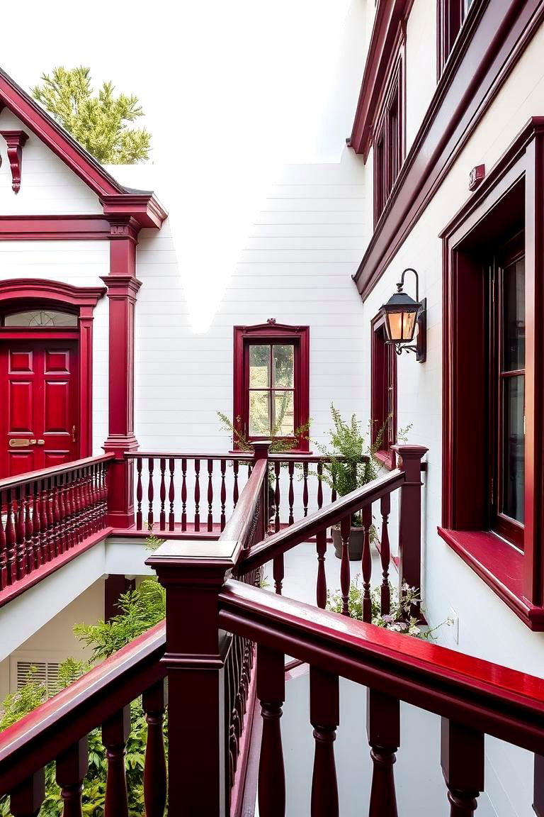 Vivid Dark Red Detailing - 24 Dark Red House Exterior Ideas