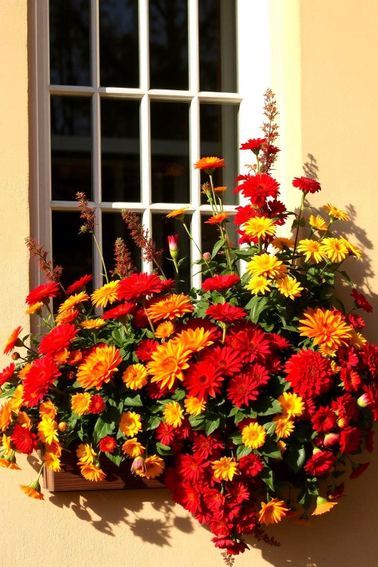 Vivid Fall Foliage Medley - 24 Fall Window Box Ideas