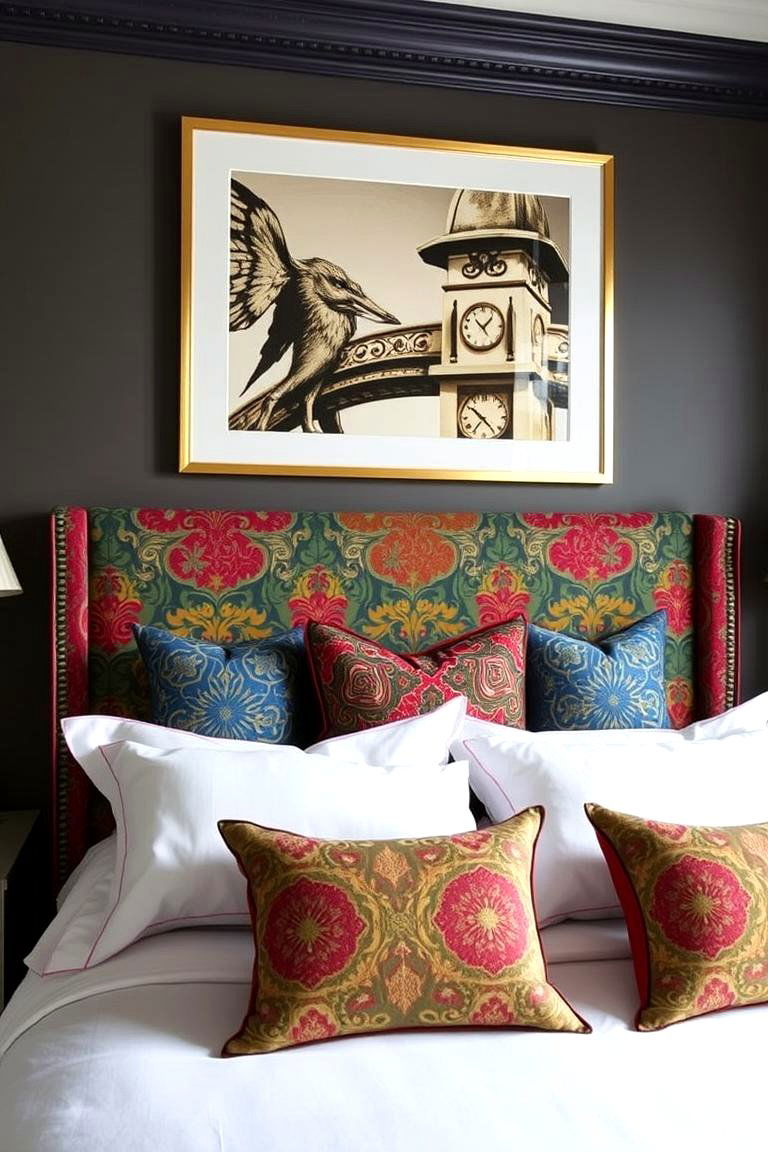 Vivid Upholstered Headboards - 24 Colorful Boho Bedroom Ideas