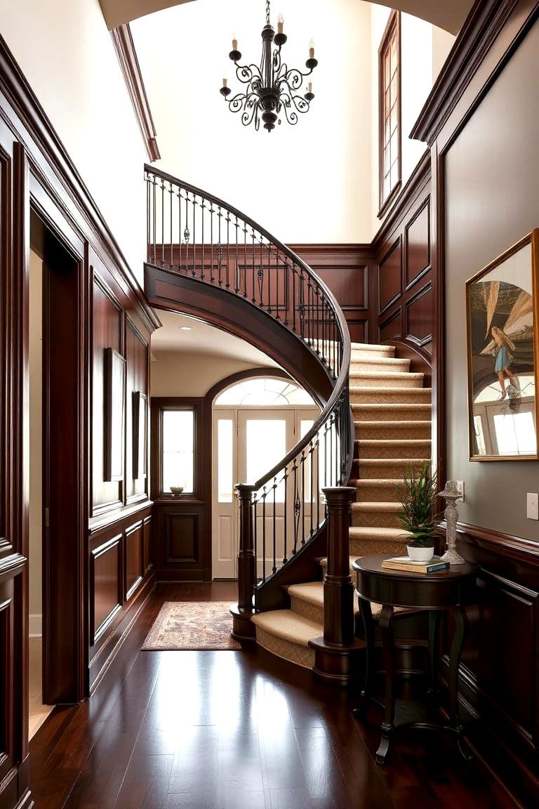 Wainscoting Extending Up the Staircase - 24 Wainscoting Entryway Ideas