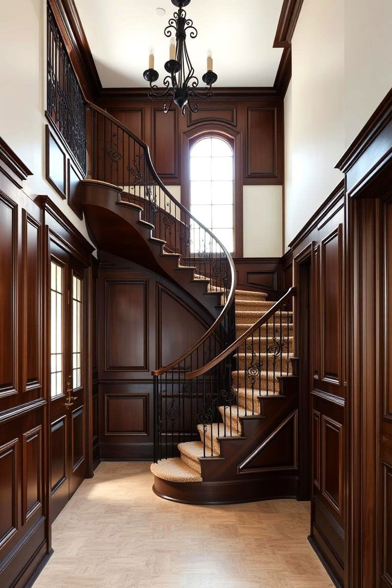 Wainscoting Extending Up the Staircase - 24 Walk-in Shower Tile Ideas