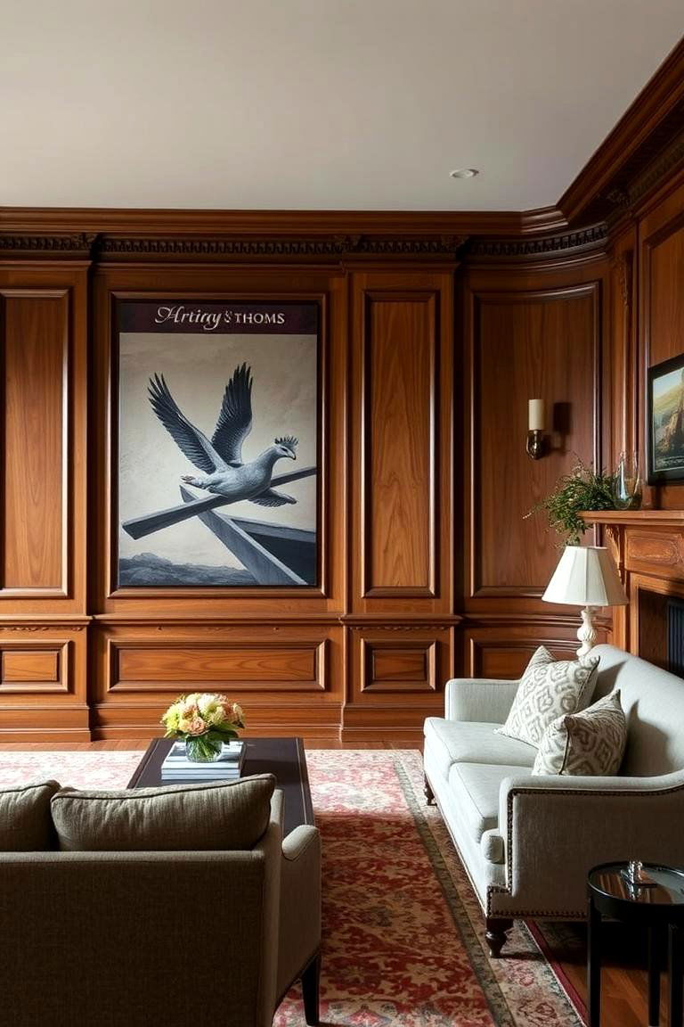 Wainscoting and Wood Paneling Details - 24 Colonial Living Room Ideas