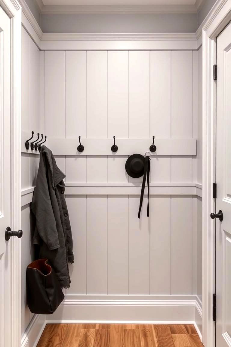 Wainscoting with Hooks and Shelves - 24 Wainscoting Entryway Ideas