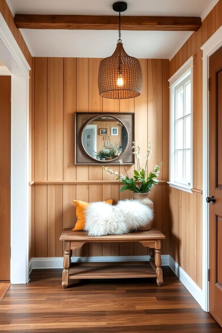 Wainscoting with Natural Wood Finish - 24 Wainscoting Entryway Ideas