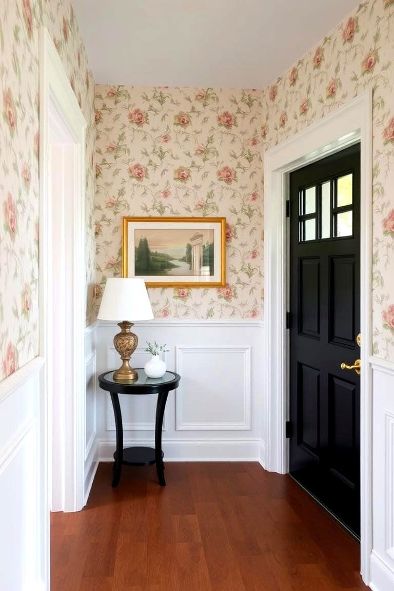 Wainscoting with Wallpaper Above - 24 Walk-in Shower Tile Ideas