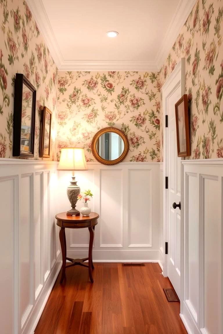 Wainscoting with Wallpaper Above - 24 Wainscoting Entryway Ideas