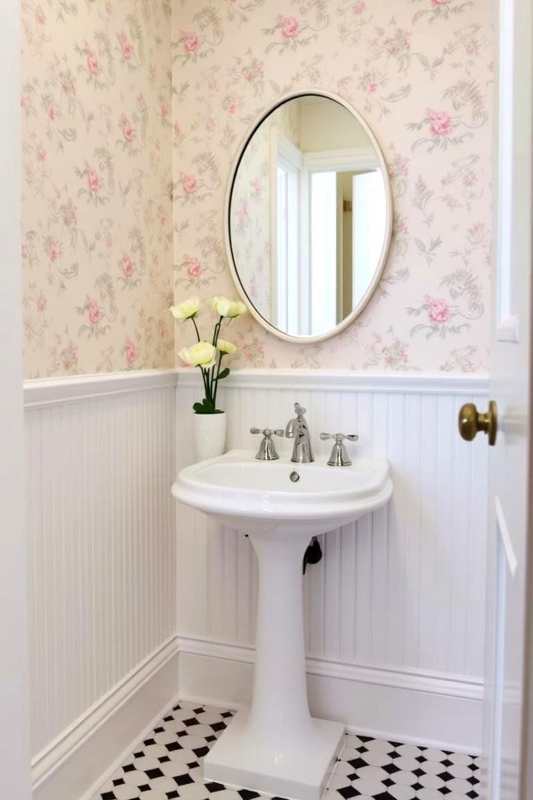 Wainscoting with Wallpaper Above - 24 Powder Room Wainscoting Ideas