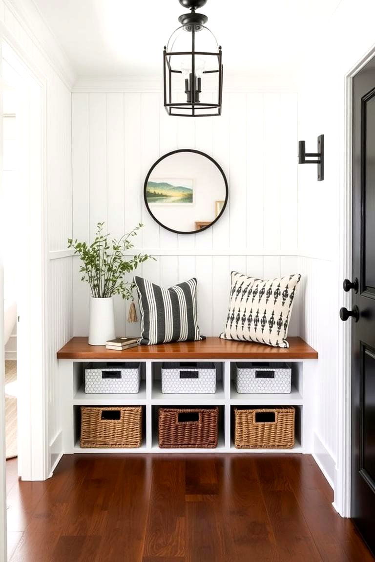 Wainscoting with a Built in Bench - 24 Walk-in Shower Tile Ideas