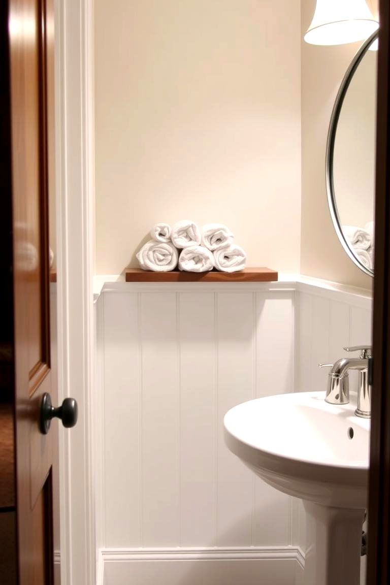 Wainscoting with a Functional Shelf - 24 Powder Room Wainscoting Ideas