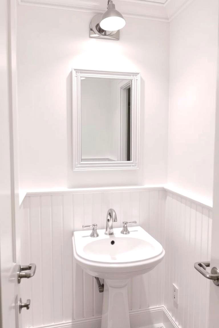 Wainscoting with a Mirror Inset - 24 Powder Room Wainscoting Ideas